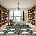 Monochromatic Geometric Diamond Striped Tapestry Rug