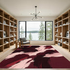 Abstract Burgundy and Blush Brushstrokes Rug