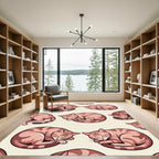 Cozy Sleeping Kitten Peach Tabby Illustration Rug