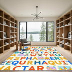 Alphabet Characters Whimsical Creatures Collage Rug