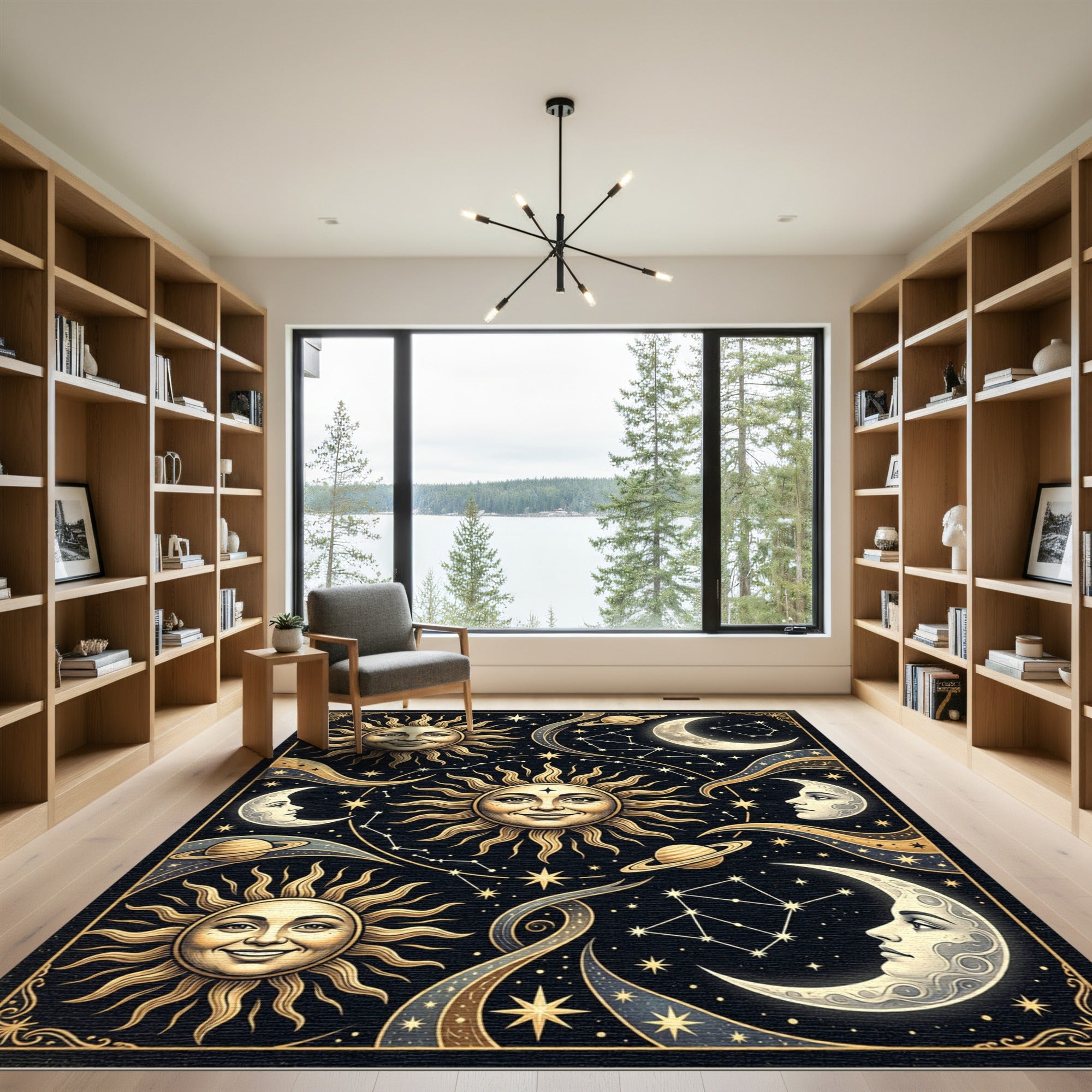 Celestial Sun Moon Stars Constellation Rug
