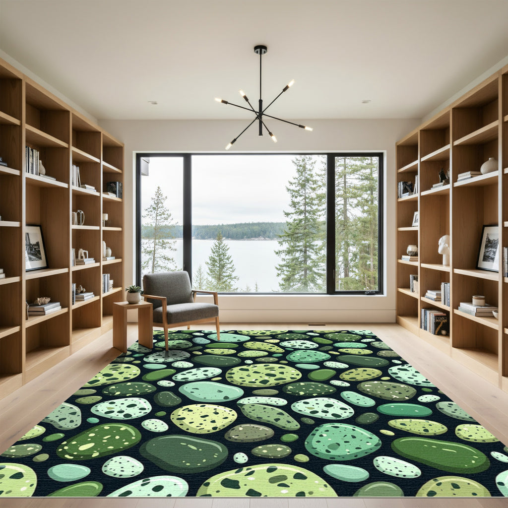 Shades of Blue Green Pebbles Rug