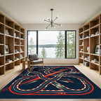 Abstract Red and Navy Racing Track Rug