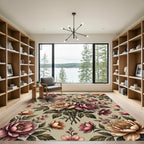 Elegant Peony Blossom Botanical Illustration Rug