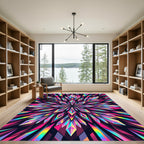 Vibrant Iridescent Prism Geometric Star Rug