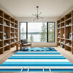 Bold Blue White Striped Poolside Rug