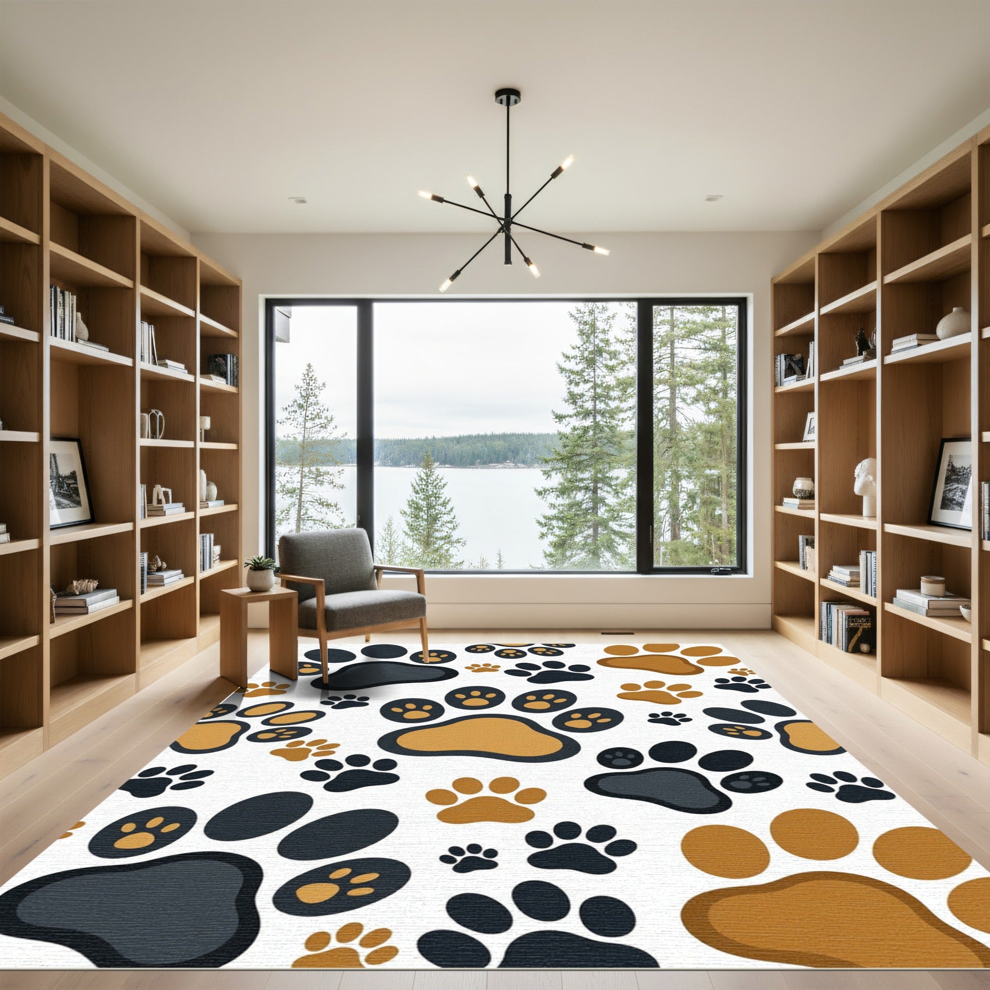 Playful Two Tone Animal Paw Rug