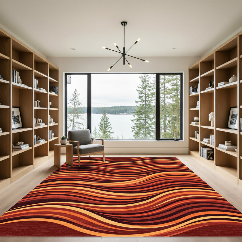 Warm Toned Wavy Stripe Rug