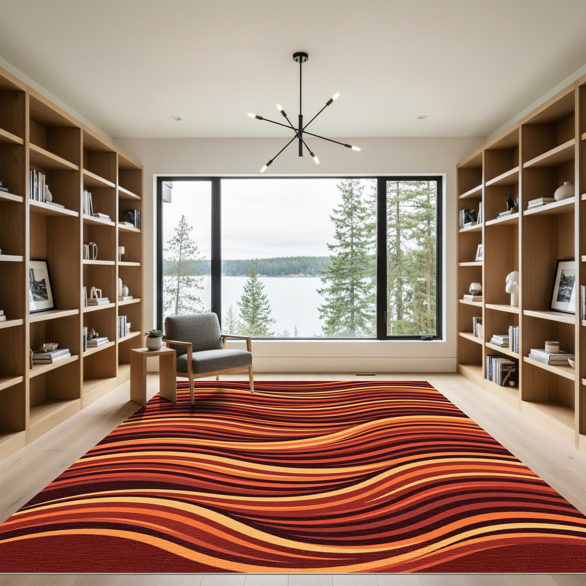 Warm Toned Wavy Stripe Rug