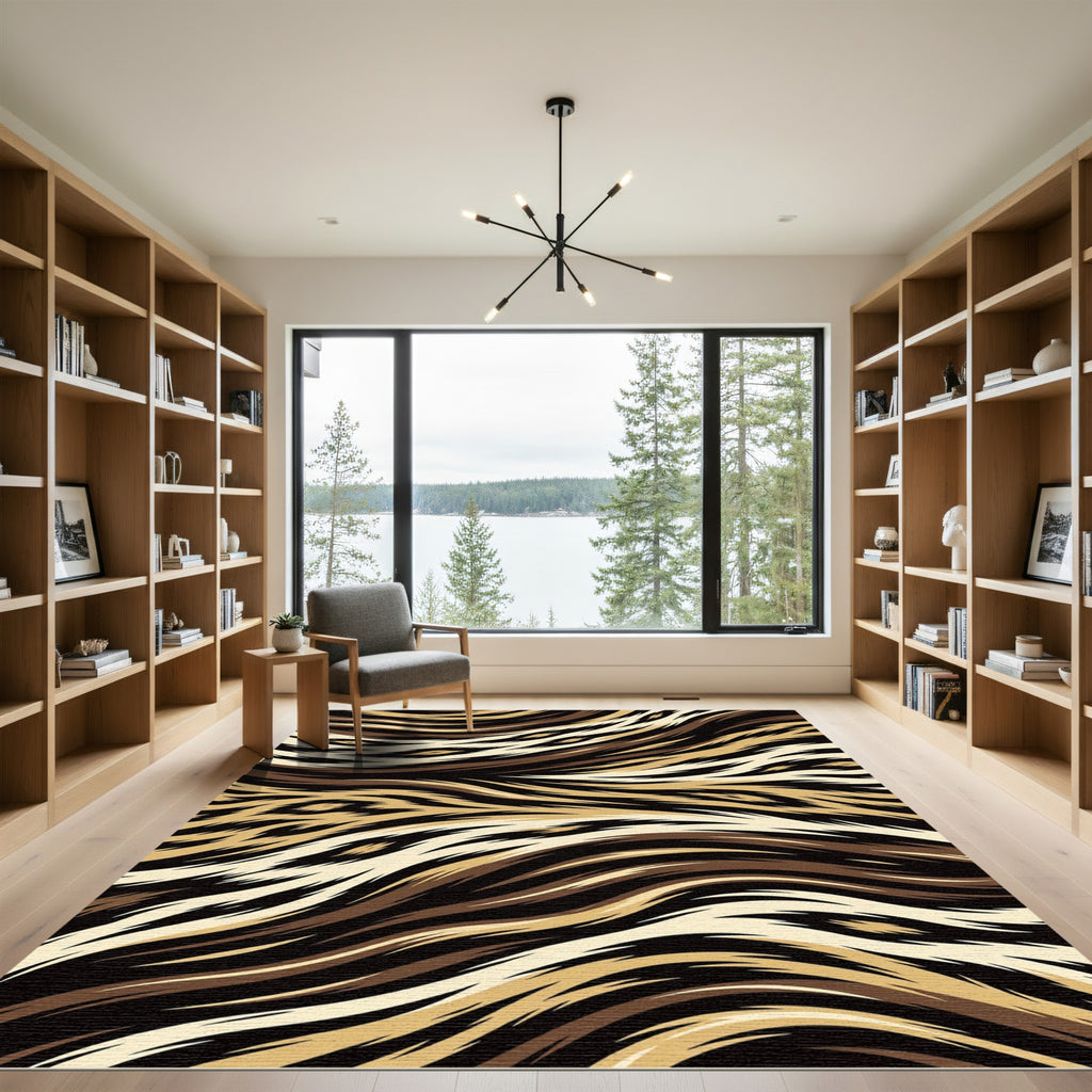Curved Earthy Animal Stripe Rug