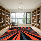 Modern Orange and Graphite Linear Tunnel Rug