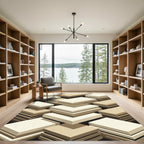 Minimalist Neutral Geometric Stacked Block Rug