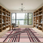 Mauve Plaid Diagonal Stripe Rug