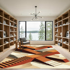 Geometric Orange Staircase Abstract Rug