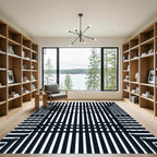 Black White Vertical Stripe Illusion Rug