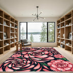 Pink Carnation Swirl Floral Rug