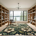 Vintage Cream Botanical Flower Meadow Rug