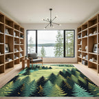 Verdant Pine Forest Landscape Rug