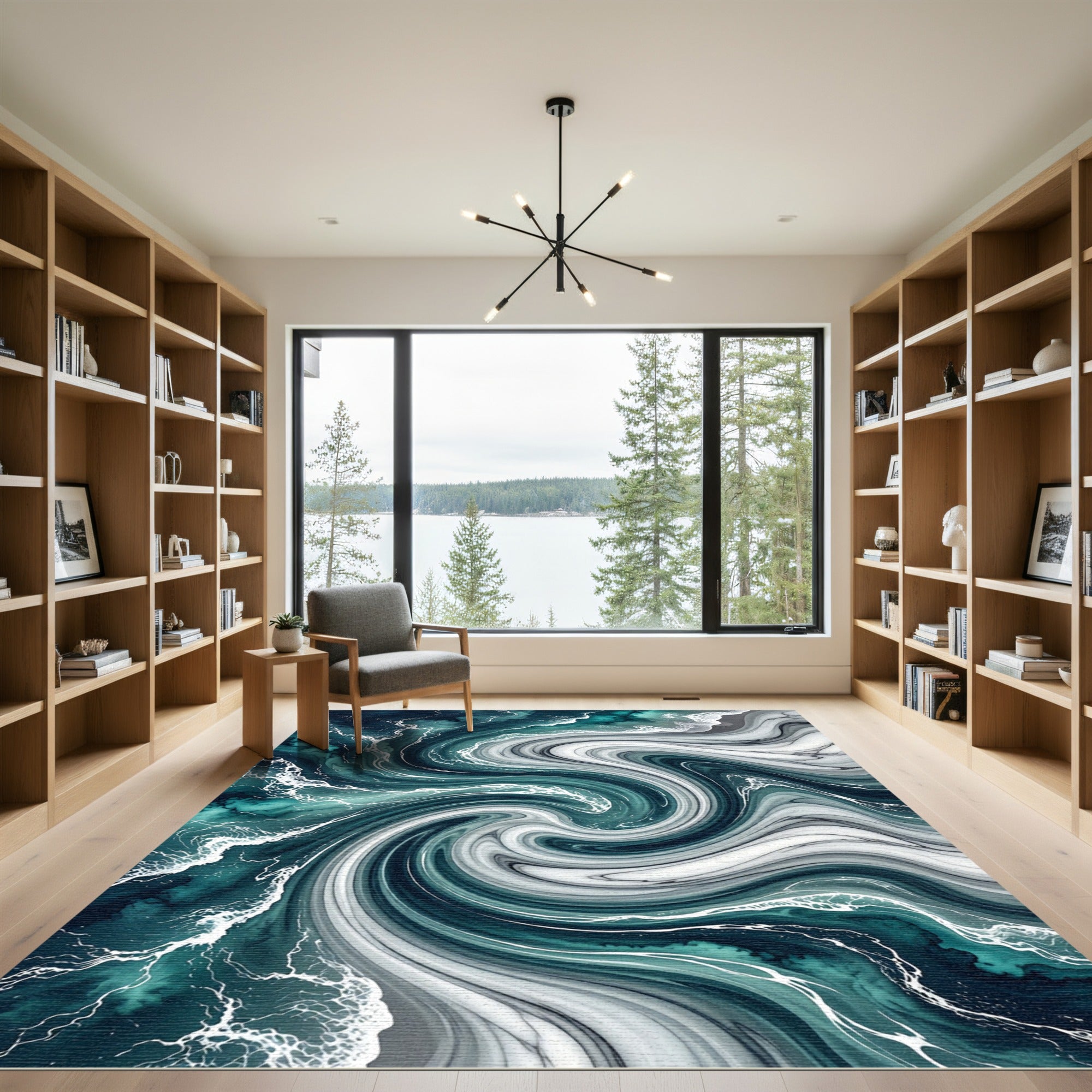 Ocean Swirl Marble Wave Rug