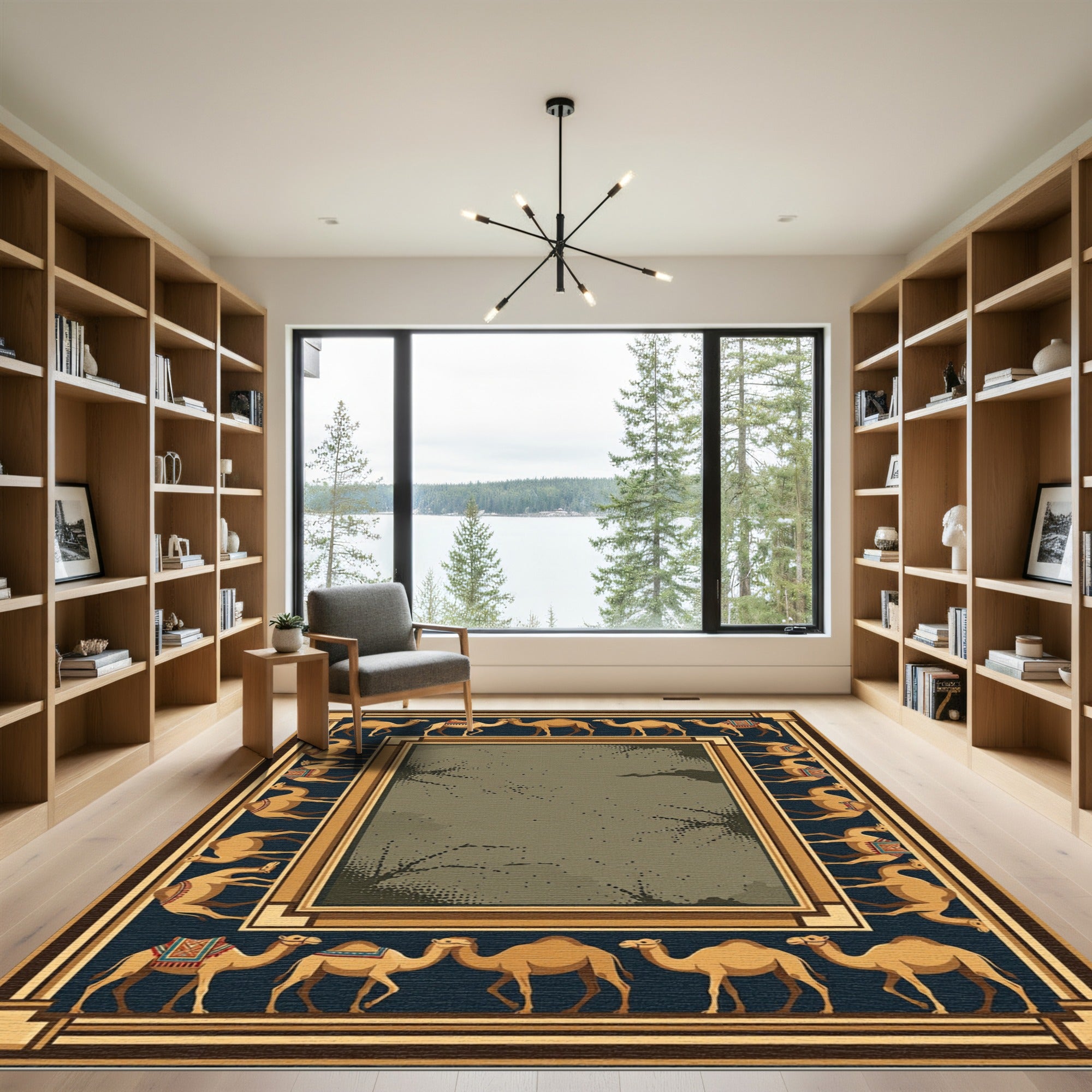 Caravan Camel Desert Border Rug