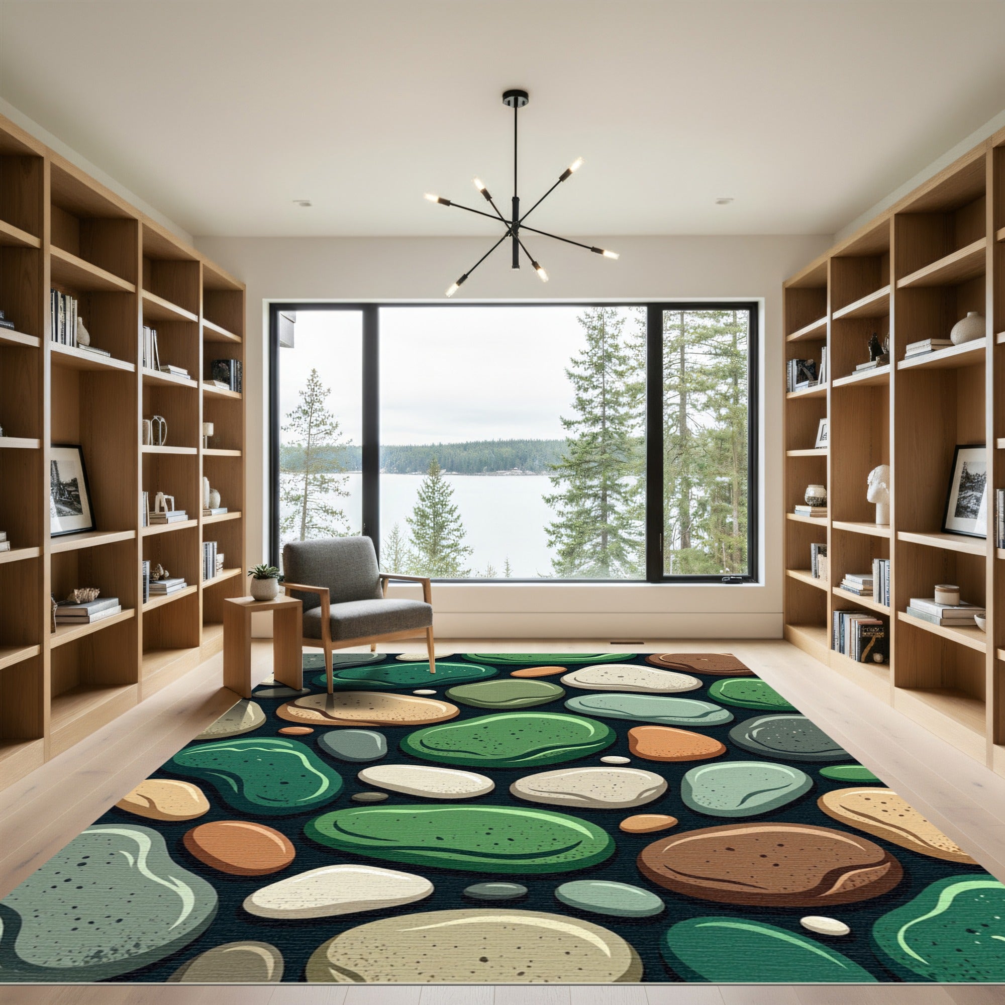 Serene Polished Stones Abstract Composition Rug