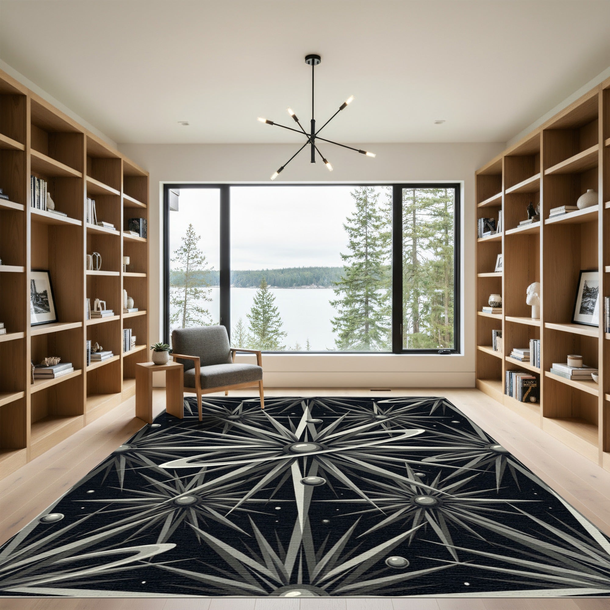 Monochromatic Starburst Geometric Nebula Rug