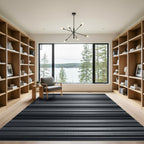 Modern Sleek Metallic Silver Striped Rug