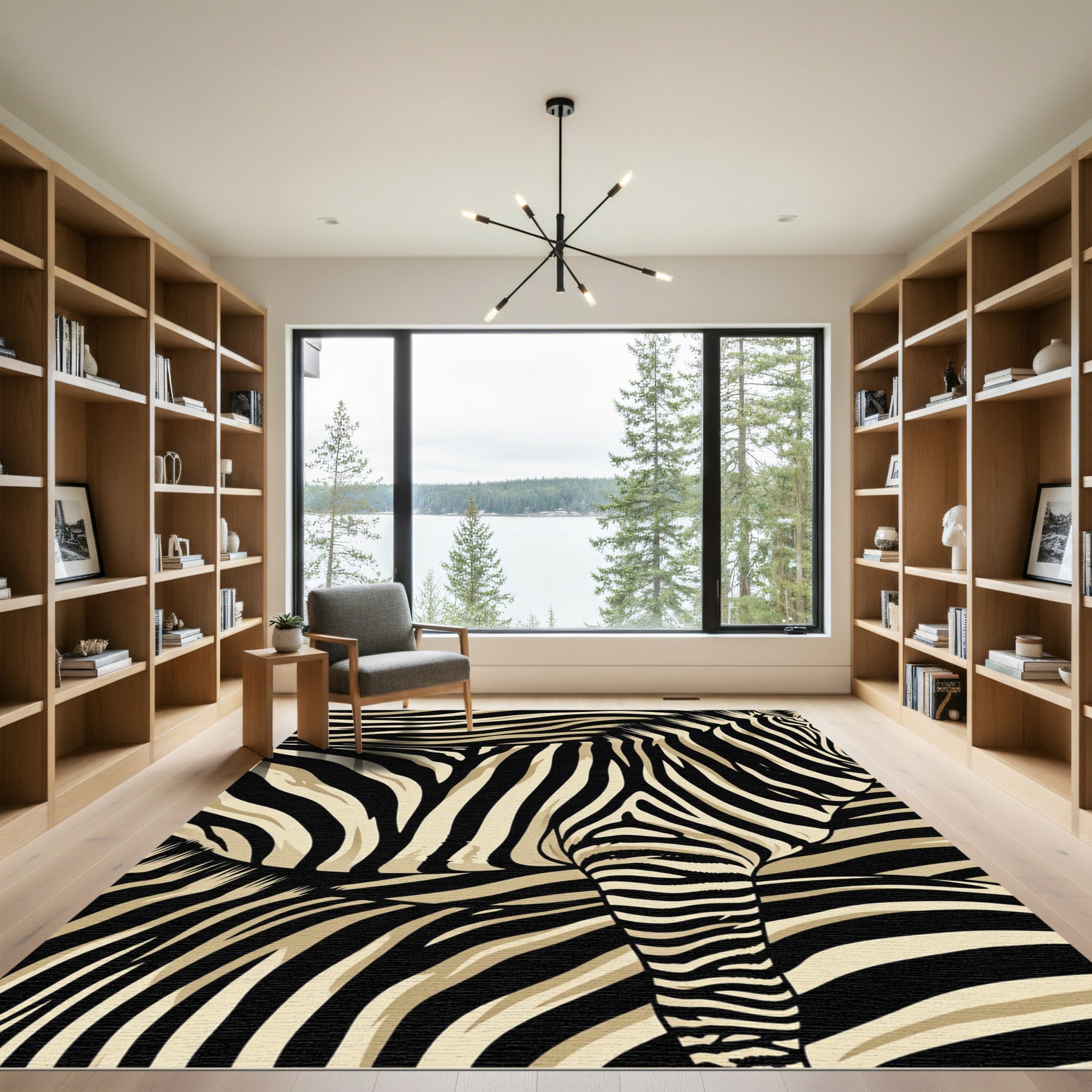 Bold Black And Gold Zebra Stripes Rug