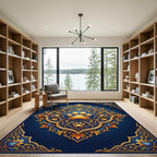 Royal Blue Golden Paw Medallion Rug