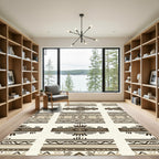 Earth Tones Geometric Tribal Sun Motif Rug