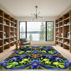 Royal Blue Iris Gold Baroque Swag Rug