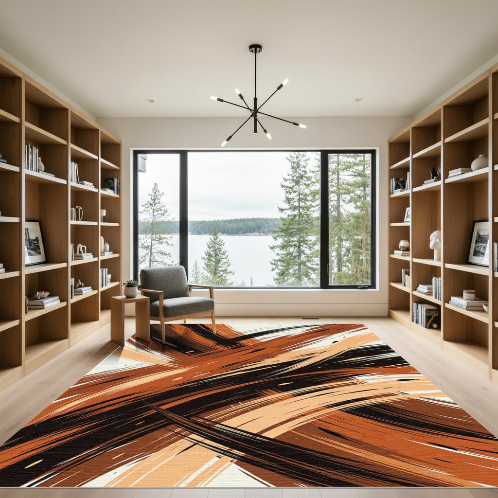 Modern Earthy Abstract Sweep Rug