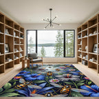 Vibrant Honeybee And Tropical Blossom Garden Rug