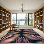 Rose Gold Palm Frond Pattern Rug
