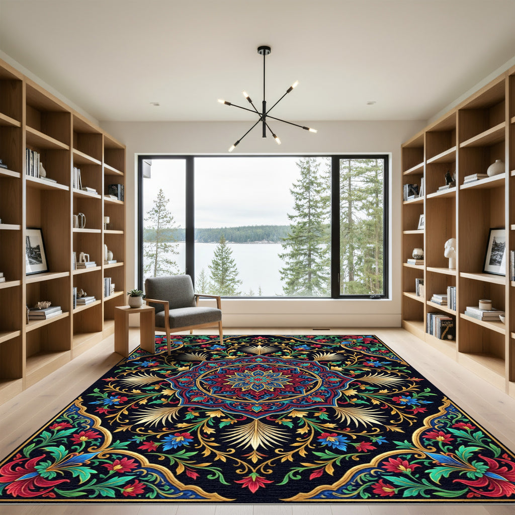 Midnight Jewel Floral Medallion Textile Rug