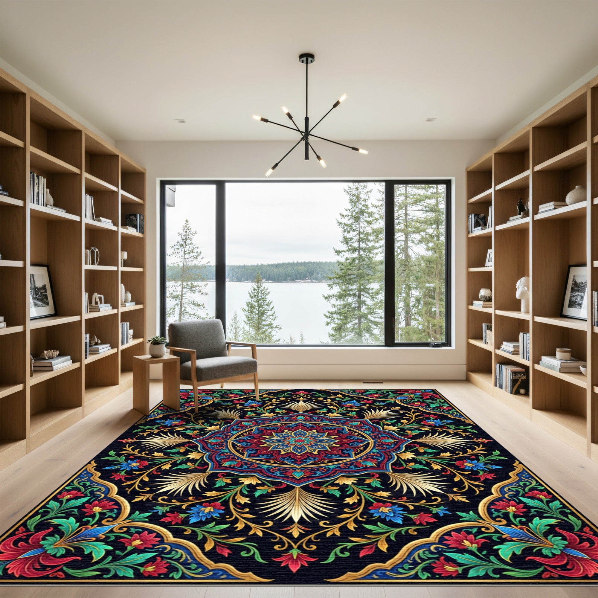 Midnight Jewel Floral Medallion Textile Rug