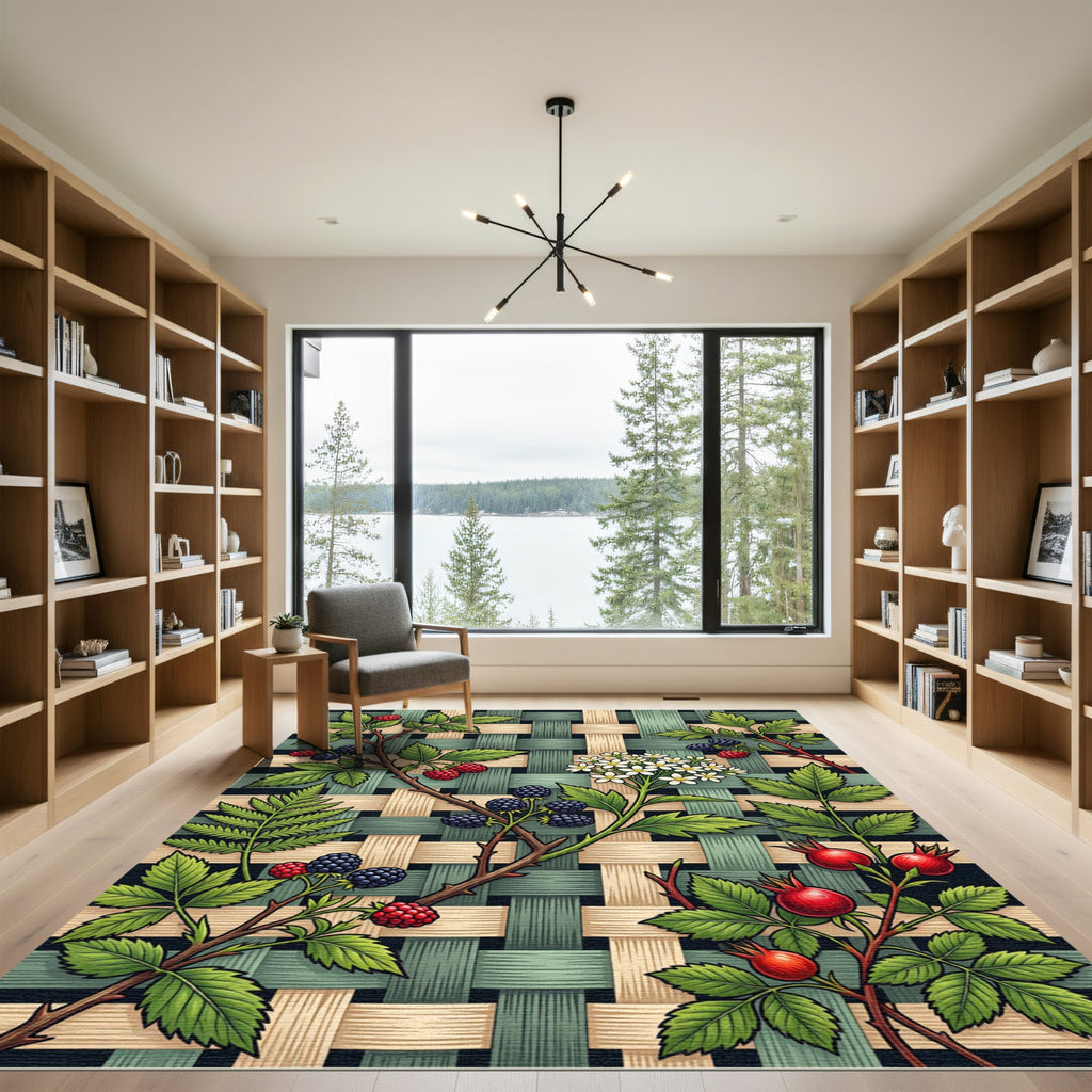 Emerald Blackberry Botanical Weave Rug