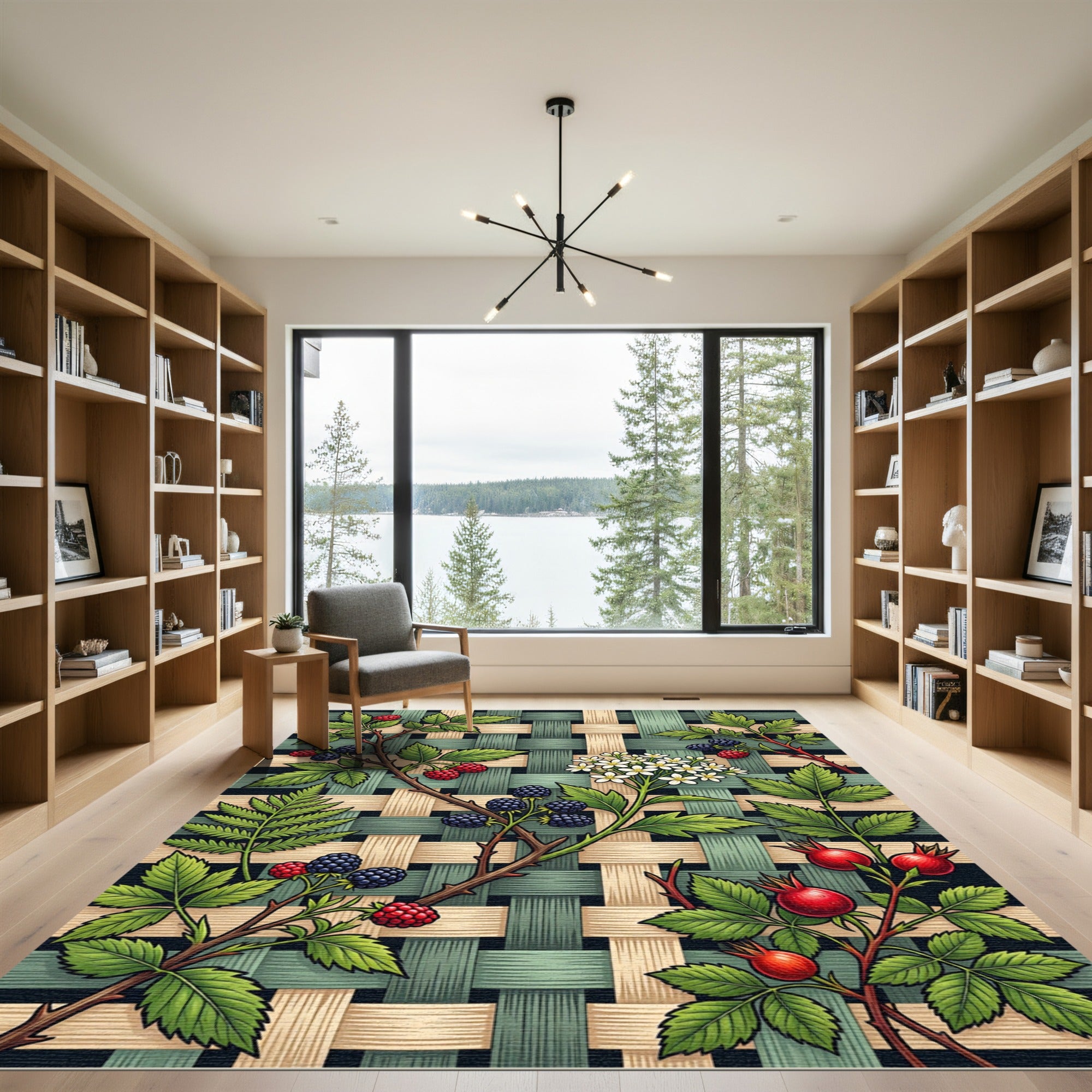 Emerald Blackberry Botanical Weave Rug