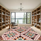 Rustic Peach Diamond Starburst Rug