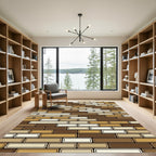 Modern Abstract Earthy Toned Brick Collage Rug