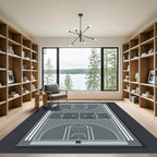 Minimalist Gray Basketball Court Graphic Rug