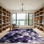 Dark Violet Ethereal Watercolor Ink Swirl Rug