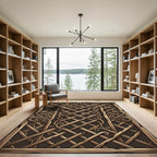 Ornate Wood Lattice Scroll Trellis Rug