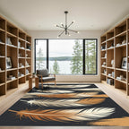 Golden Brown Feather Texture Layered Rug