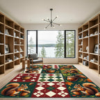Autumn Acorn And Squirrel Patchwork Quilt Rug