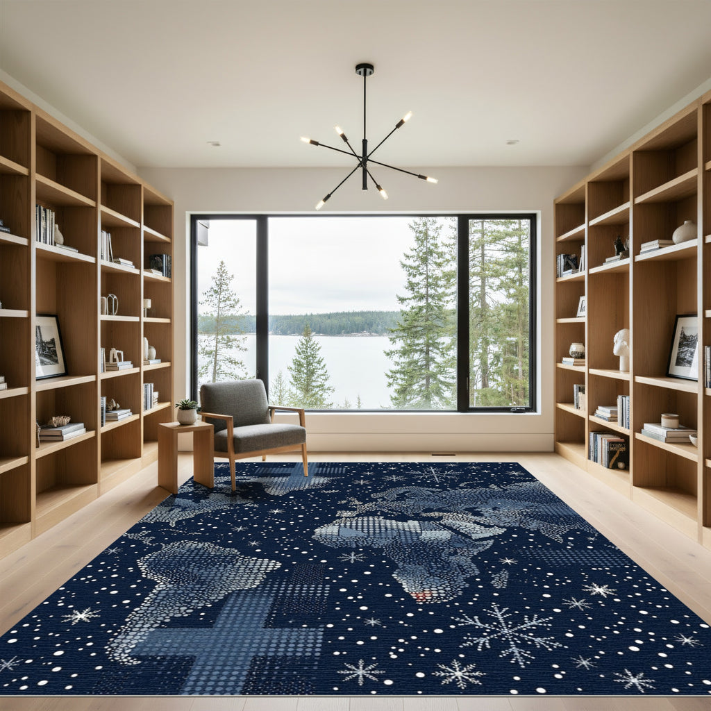 Celestial Winter World Map Constellation Rug