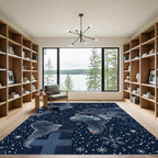 Celestial Winter World Map Constellation Rug