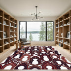 Intricate Burgundy Arched Lattice Overlay Rug