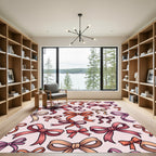 Soft Pink Whimsical Ribbon Bows Rug