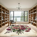 Vintage Dusty Rose Floral Bouquet Rug